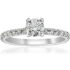 Pompeii3 3/4ct Diamond Engagement Ring French Pave Set 14k White Gold In Silver