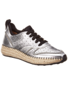Tod's Tods Leather Espadrille Sneaker In Silver