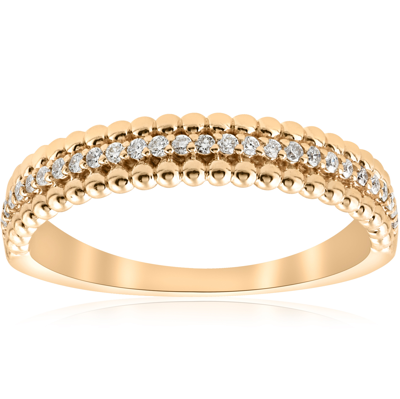 Pompeii3 14k Yellow 1/6 Ctw Diamond Beaded Wedding Ring In Beige