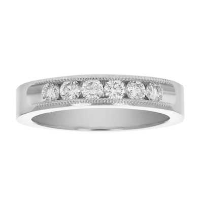 Vir Jewels 1/2 Cttw Si2-i1 14k Gold Machine Set Diamond Wedding Band Milgrain In Silver