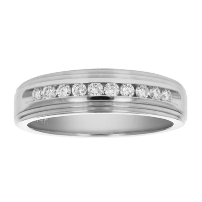 Vir Jewels 1/4 Cttw Si1-si2 10 Stone Certified Machine Diamond Wedding Band 14k Gold In Silver