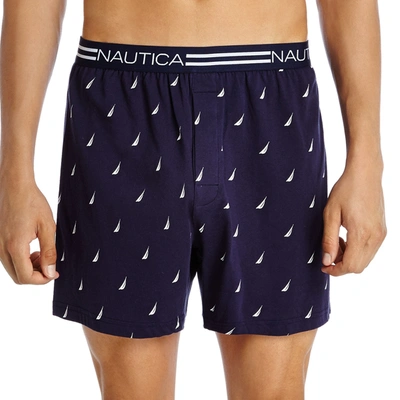 Nautica Mens Stretch Knit Boxers In Blue