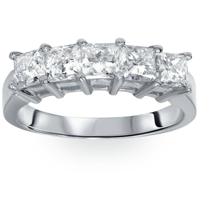 Pompeii3 2ct Princess Cut Diamond Wedding Anniversary Ring Womens Band 14k White Gold In Silver