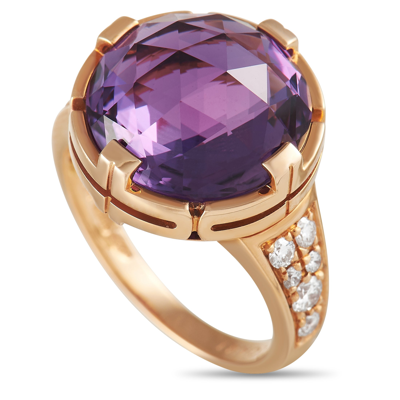 Bvlgari Parantes 18k Rose Gold Diamond And Amethyst Ring In Purple