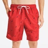 Nautica Mens 8" Logo Print Quick-dry Swim In Red