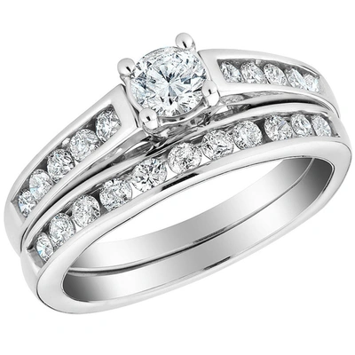 Pompeii3 1/2 Ct Diamond Engagement Wedding Ring Set 10k White Gold In Silver