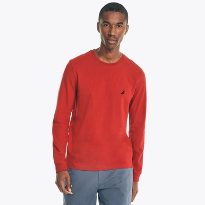 Nautica Mens Crewneck Long-sleeve T-shirt In Bright Red