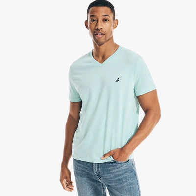 Nautica Mens Premium Cotton V-neck T-shirt In Blue