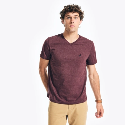 Nautica Mens Heathered V-neck T-shirt In Red