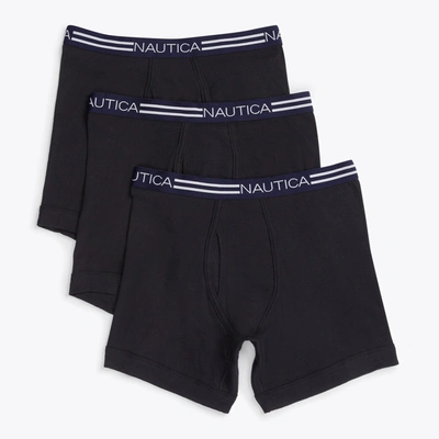 Nautica Mens Classic Boxer Briefs, 3-pack In Black