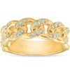Pompeii3 1/2 Ct Mens Heavy Weight Solid Yellow Gold Curb Chain Diamond Ring Wedding Band In Gold
