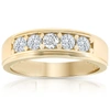 POMPEII3 1 CT DIAMOND RING MENS HIGH POLISHED 14K YELLOW GOLD WEDDING ANNIVERSARY BAND