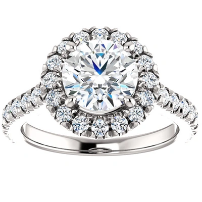 Pompeii3 2 1/2 Ct Halo Diamond Round Cut Engagement Ring 14k White Gold In Silver