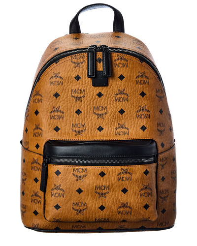 Mcm Medium Stark Monogram-print Backpack In Brown