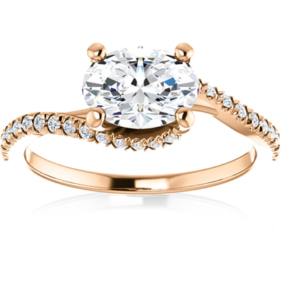 Pompeii3 1 1/4 Ct Oval Diamond Engagement Ring 14k Rose Gold In White