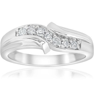 Pompeii3 1/2ct Diamond Mens Wedding Ring 10k White Gold In Silver