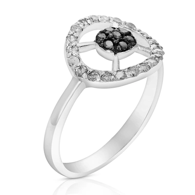 Vir Jewels 2/5 Cttw Black And White Diamond Circle Ring .925 Sterling Silver Rhodium