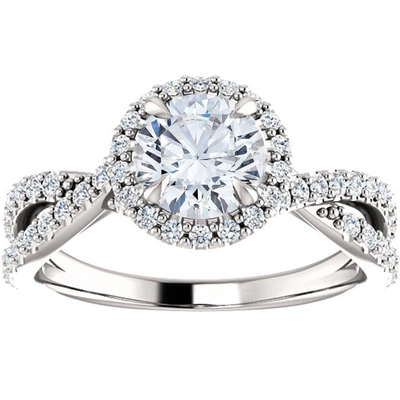 Pompeii3 1 Ct Halo Intertwined Ex3 Lab Grown Diamond Engagement Ring 14k White Gold In Multi
