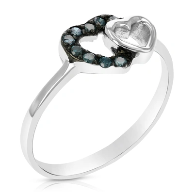 Vir Jewels 1/8 Cttw Blue Diamond Heart Ring .925 Sterling Silver With Rhodium