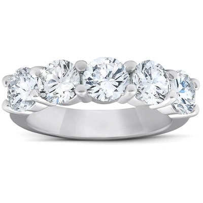 Pompeii3 2 3/4 Ct Five Stone Diamond Wedding Ring 14k White Gold In Silver