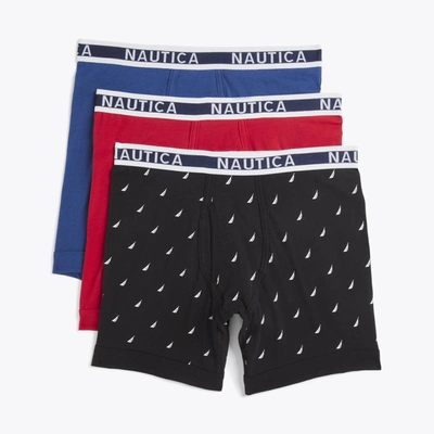 Nautica Mens Cotton Stretch Boxer Briefs, 3-pack In Multi