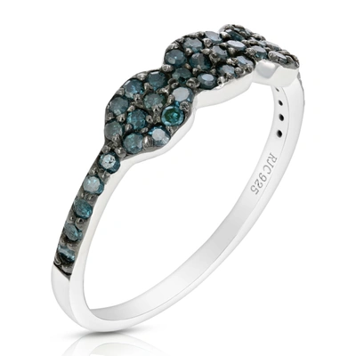 Vir Jewels 0.45 Cttw 3 Stone Blue Diamond Composite Ring .925 Sterling Silver