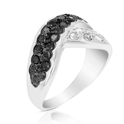 Vir Jewels 1 Cttw Black And White Diamond Ring .925 Sterling Silver With Rhodium