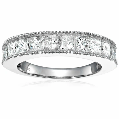 Vir Jewels 1 Cttw Princess Diamond Wedding Band Milgrain Channel 14k White Or Yellow Gold In Silver