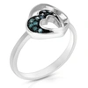 Vir Jewels 0.15 Cttw Blue Diamond Heart Ring .925 Sterling Silver With Rhodium