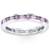 Pompeii3 1 1/2ct Pink Sapphire & Diamond Eternity Channel Set Wedding Ring 14k White Gold In White
