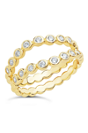 Sterling Forever 14k Gold Plated Sterling Silver Cz Stacking Ring Set Of 2