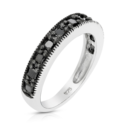 Vir Jewels 1/2 Cttw Princess Cut Black Diamond Wedding Band .925 Sterling Silver Rhodium In White