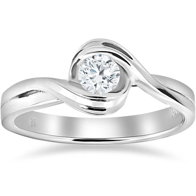 Pompeii3 1/2 Ct Solitaire Round Brilliant Cut Diamond Engagement Ring 14k White Gold