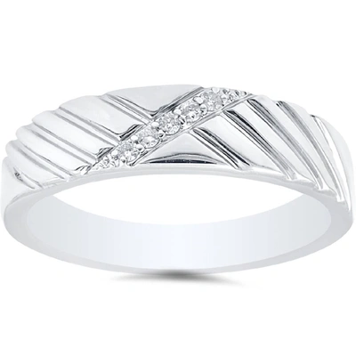 Pompeii3 Mens Diamond 14k White Gold Wedding Ring In Silver