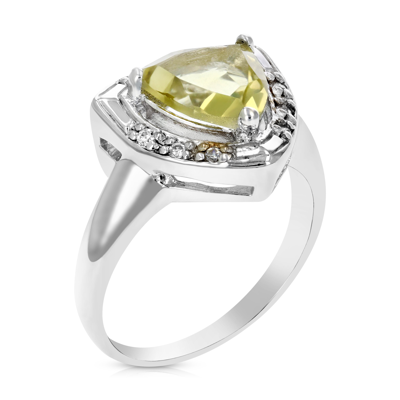 Vir Jewels 1.10 Cttw Lemon Quartz Ring .925 Sterling Silver With Rhodium Trillion Cut 8 Mm In White