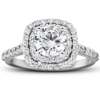 Pompeii3 2 1/4 Ct Diamond & Moissanite Cushion Halo Engagement Ring 14k White Gold In Silver