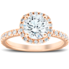 Pompeii3 1.75ct Cushion Halo Diamond Moissanite Engagement Ring Round G-si 14k Rose Gold In Blue