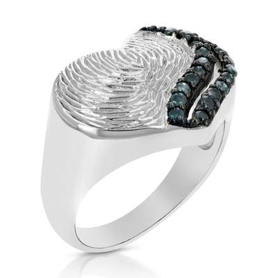 Vir Jewels 1/3 Cttw Blue Diamond Heart Ring .925 Sterling Silver With Rhodium