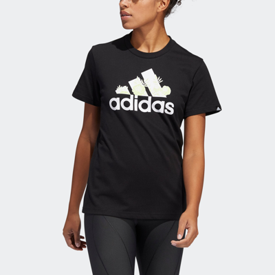 Adidas Originals Adidas Women's Plus Size Cotton Badge Of Sport Logo T-shirt In Black/white