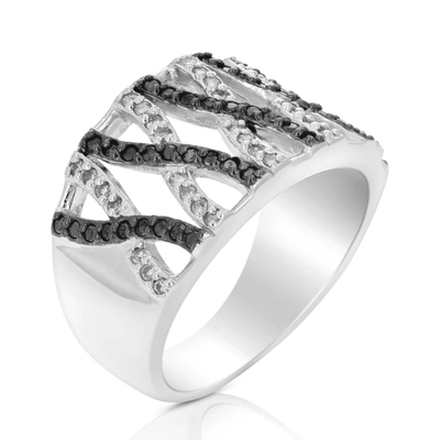 Vir Jewels 2/3 Cttw Black And White Diamond Ring .925 Sterling Silver With Rhodium