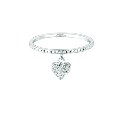 Ariana Rabbani Diamond Dangle Heart Ring In Silver