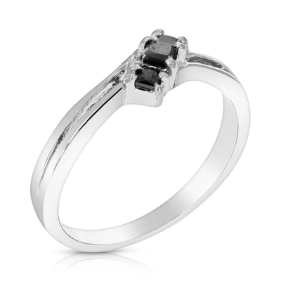 Vir Jewels 1/2 Cttw 3 Stone Princess Cut Black Diamond Ring .925 Sterling Silver Rhodium
