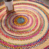 JONATHAN Y Isla Round Boho Braided Rag & Jute Area Rug