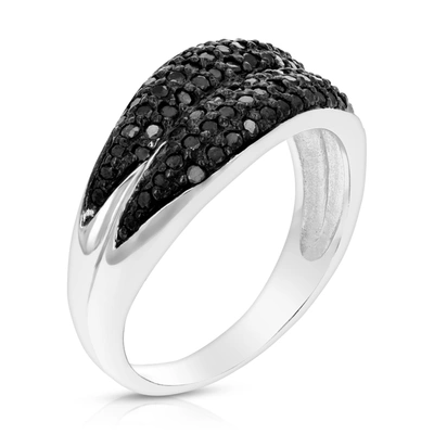 Vir Jewels 0.60 Cttw Black Diamond Wedding Ring .925 Sterling Silver With Rhodium