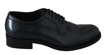 Dolce & Gabbana Blue Leather Dress Derby Formal Mens Shoes