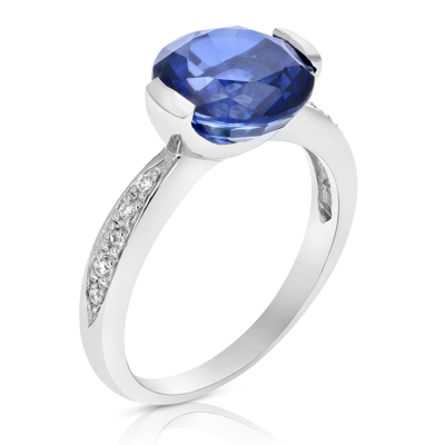 Vir Jewels 3.85 Cttw Created Blue Sapphire Ring .925 Sterling Silver Round 10 Mm