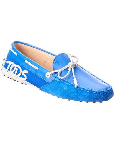 Tod's Gommino Leather & Suede Loafer In Blue