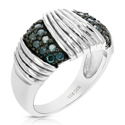 Vir Jewels 0.55 Cttw Blue Diamond Ring .925 Sterling Silver With Rhodium Plating