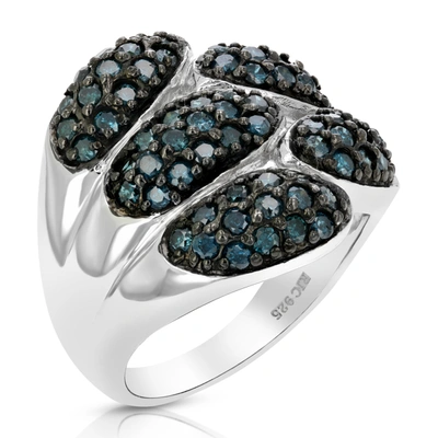Vir Jewels 1.60 Cttw Blue Diamond Ring .925 Sterling Silver With Rhodium Plating