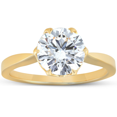 Pompeii3 2 Ct Moissanite Solitaire Engagement Ring 14k Yellow Gold In White
